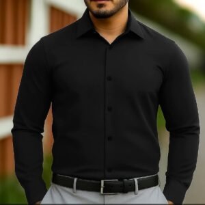 Black চায়না মাইক্রো স্টিস ফেব্রিক শার্ট