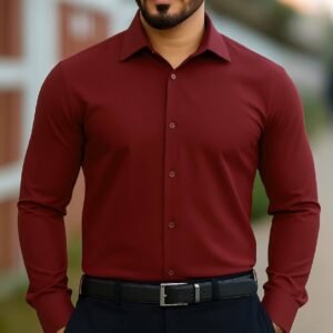 Maroon চায়না মাইক্রো স্টিস ফেব্রিক শার্ট