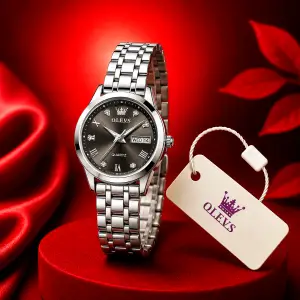 OLEVS Women's Diamond Watch (SILVER BLACK)