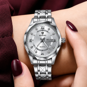 BINBOND Women's Diamond Watch (Silver)